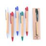 Eco green wheat straw materials bamboo wooden ballpoint pen,custom logo laser engraved bamboo ball pen with kraft paper packing