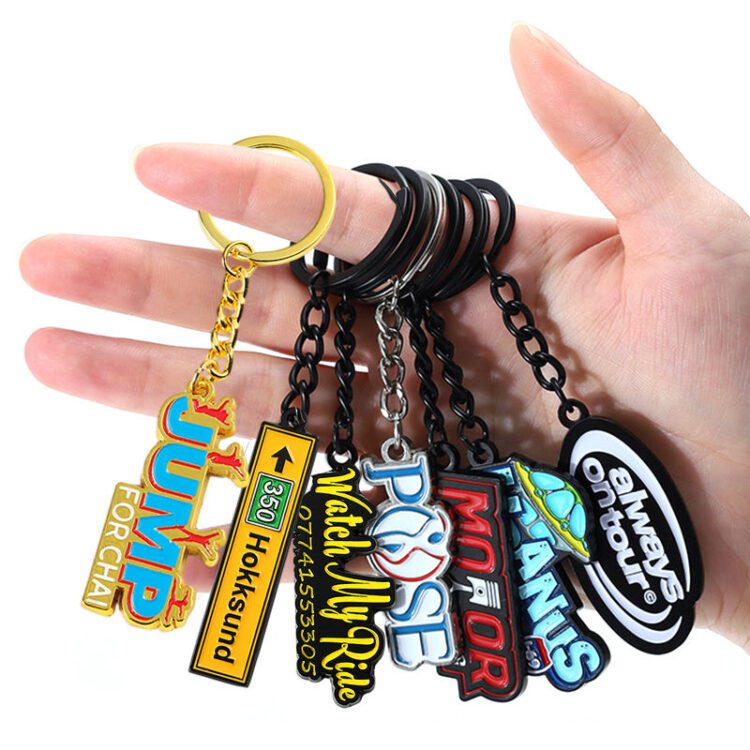 Promotional keyring custom 3d logo letters metal key chains hard soft enamel keychain custom logo cartoon cute key chain