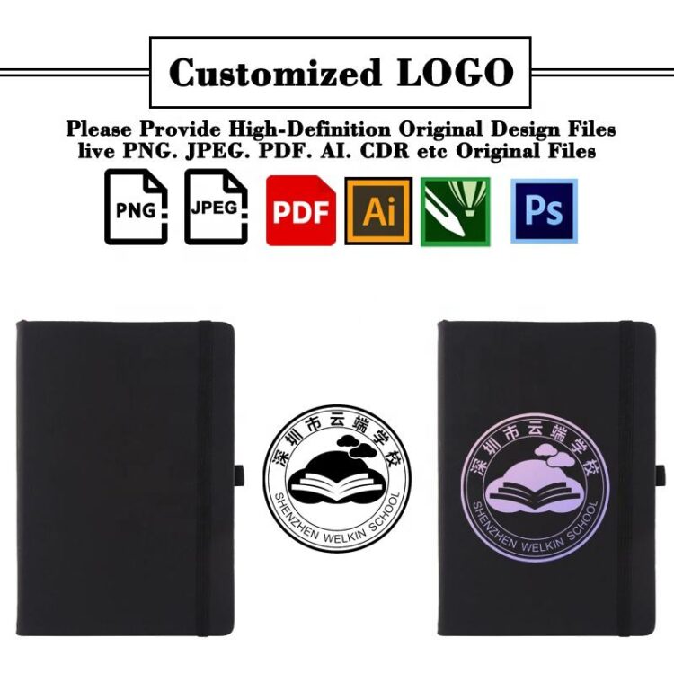 Factory customized logo a4 a5 hournal printing wholesale promotion gift custom hardcover notebooks with pen holder