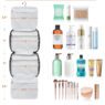 Hanging toiletry bag large capacity makeup 4 compartments 1 sturdy hook striped cosmetic bag for travel