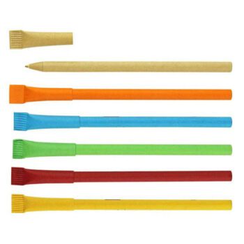 Eco-friendly colored recycled craft paper tube and cap stick ball pen with wrap custom logo print ballpoint pen