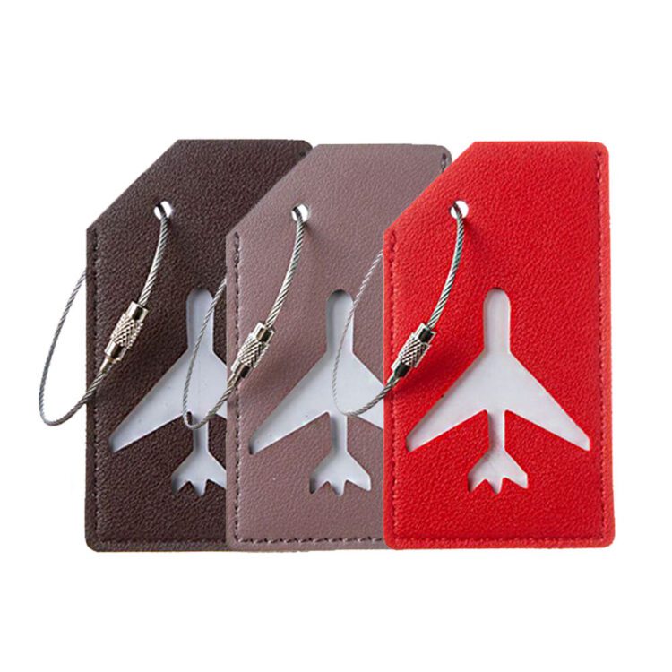 Wholesale price luxury travel accessories airplane leather luggages tags custom logo