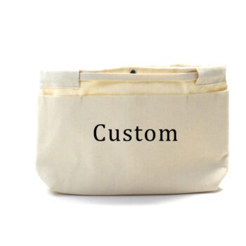 Wholesale custom eco friendly blank button makeup pouch recycled plain cotton canvas cosmetic bag