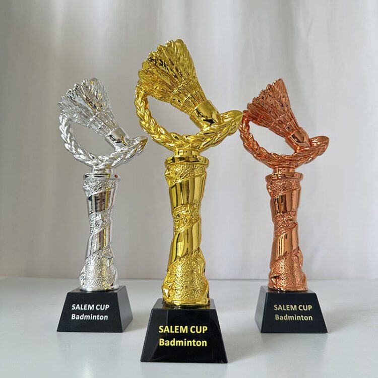 Badminton trophies sports crystal trophy competition gold silver bronze resin crystal trophy award