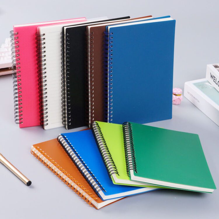 Wholesale spiral notebook custom logo diary print brand note book pu cover notebook a5 logo leather journal notebook coil book