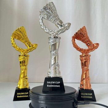 Badminton trophies sports crystal trophy competition gold silver bronze resin crystal trophy award
