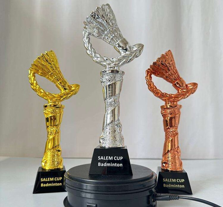 Badminton trophies sports crystal trophy competition gold silver bronze resin crystal trophy award