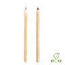 Customized logo eco friendly bamboo wood infinity inkless pen and pencil for students with cap and eraser