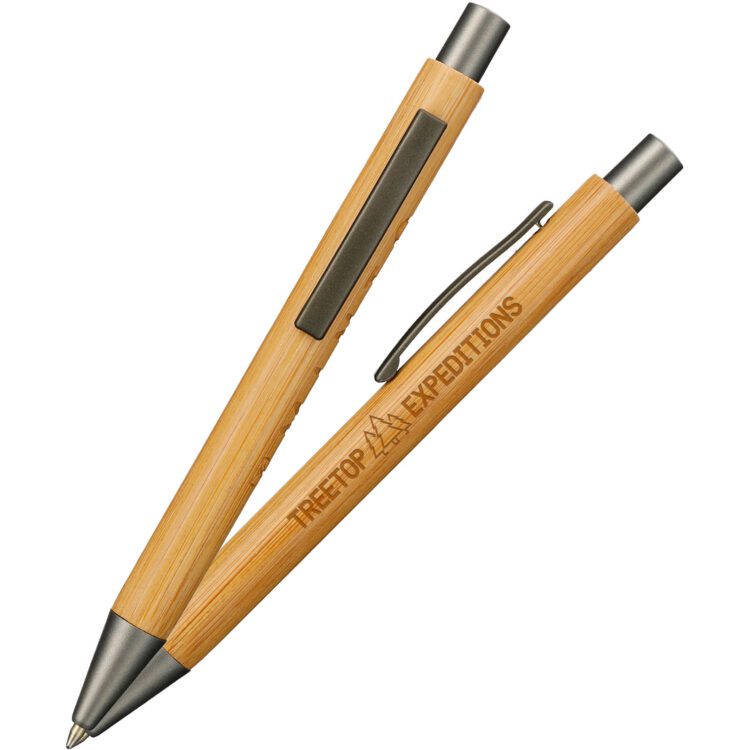 Custom engraved logo eco green recycle bamboo wood ballpoint pens with stylus