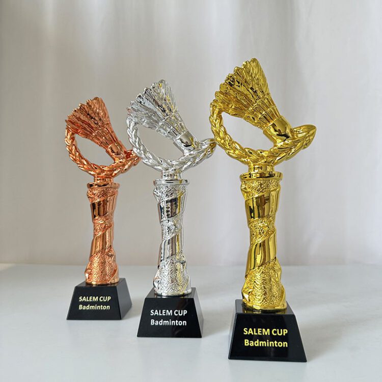 Badminton trophies sports crystal trophy competition gold silver bronze resin crystal trophy award