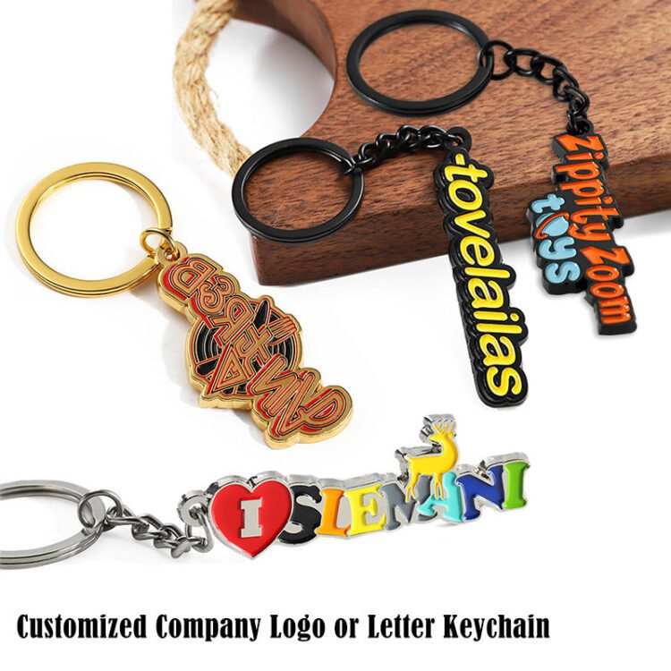 Promotional keyring custom 3d logo letters metal key chains hard soft enamel keychain custom logo cartoon cute key chain