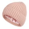 Oem design ribbed knitted winter beanie hat blank unisex satin lined beanie with logo