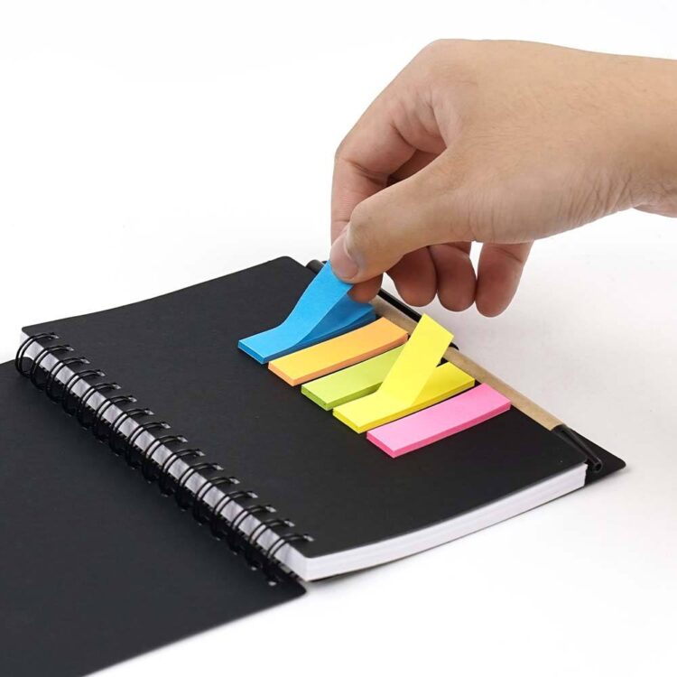 Factory made removable adhesive sticky note pu spiral notebook with pen