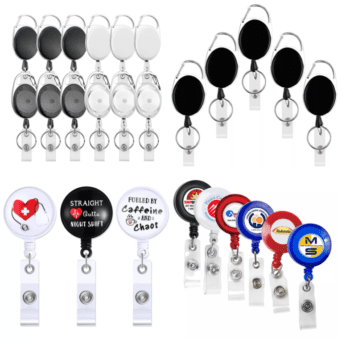 Heavy duty retractable badge holder reel medical nurse name badge reel retractable name badge reel with metal alligator clip