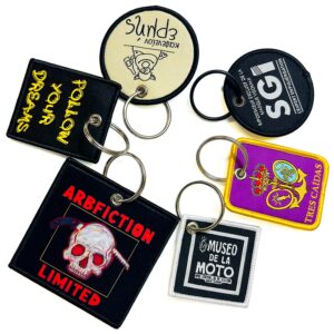 Custom shape embroidered logo keychain key tag keyring custom jet tag