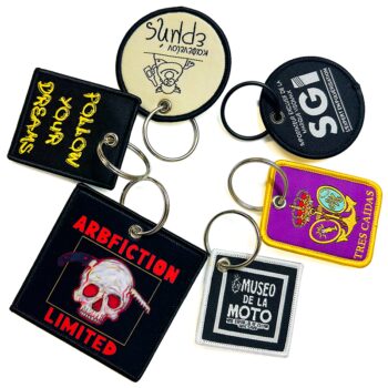 Custom shape embroidered logo keychain key tag keyring custom jet tag