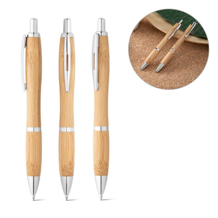 Personalized custom logo eco friendly recyle bamboo ballpoint pen with laser engraved customized printing for promotional gifts