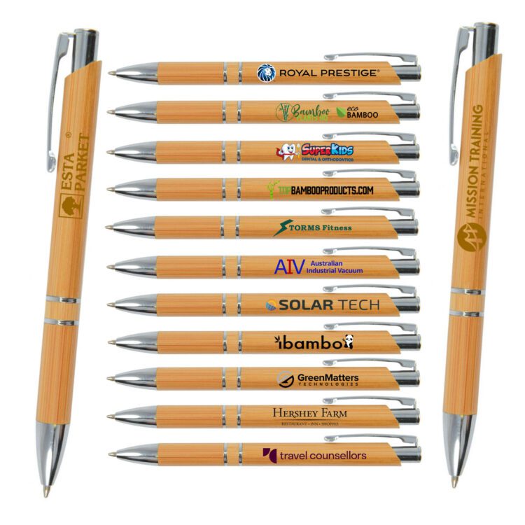 Eco green bamboo wood promo ball pen products item, 2 rings recycle bamboo ball-point pen with laser engraved logo ball pens