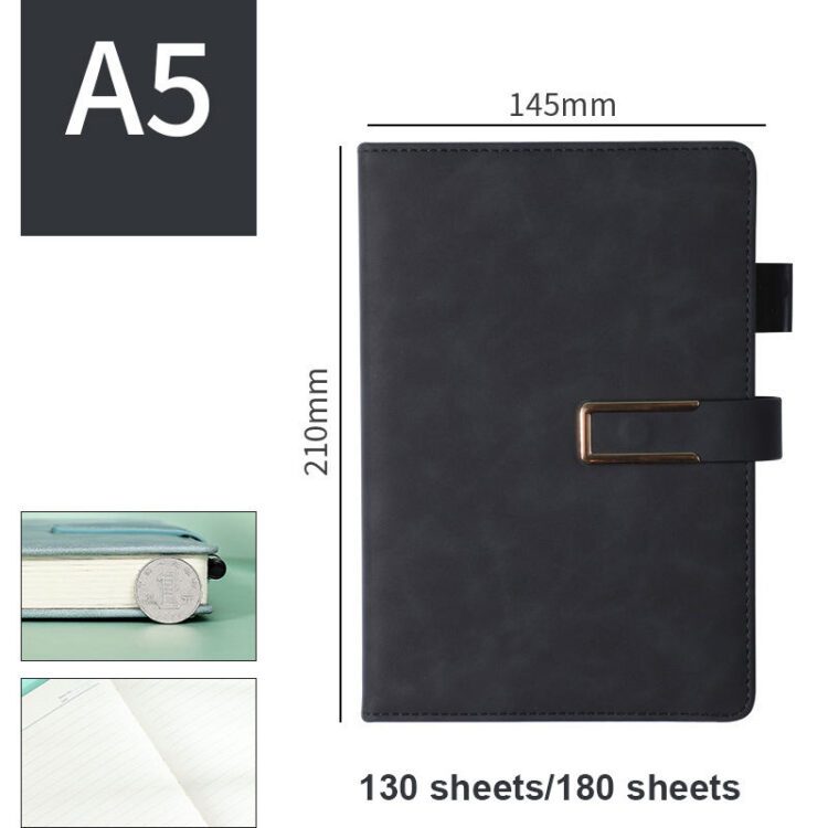 Business a5 pu leather notebook solid color conference book thickened magnetic buckle notepad gift box