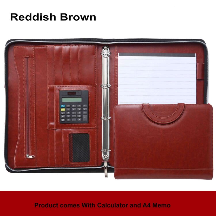 Wholesale a4 multifunction pu leather binder document folder with calculator and handle padfolio portfolio folder