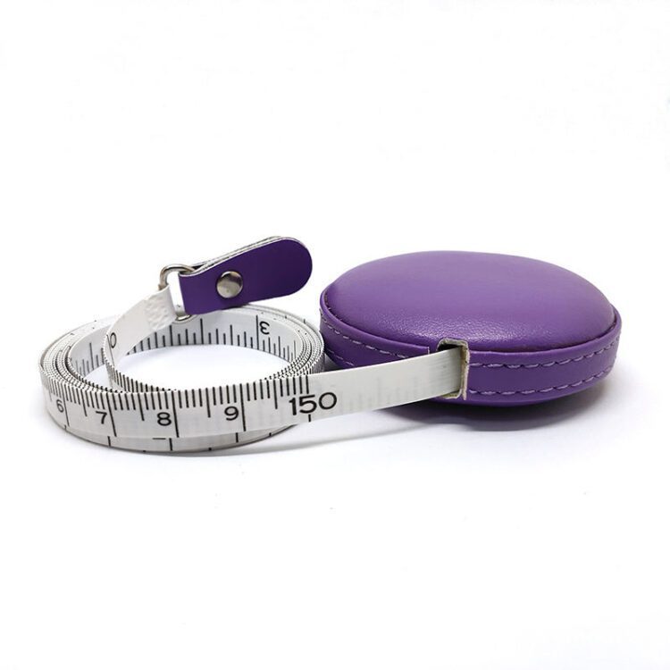 Custom embossed logo pu mini retractable disc leather round covered tape measure leather tape measure