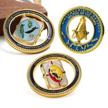 New spinner spinning coin design factory custom challenge coin gold plated double side 360 degree rotating coin souvenir