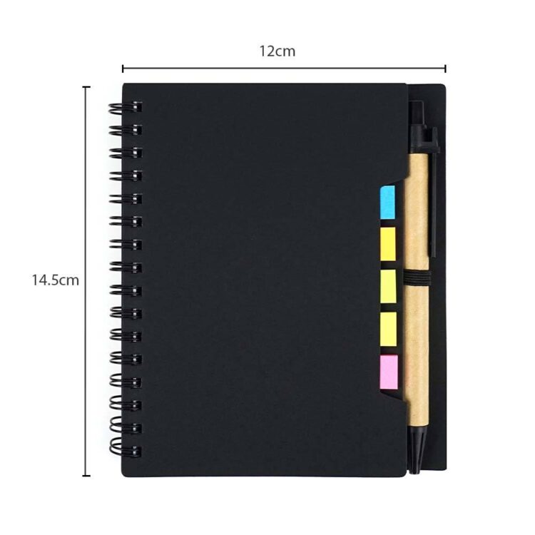 Factory made removable adhesive sticky note pu spiral notebook with pen