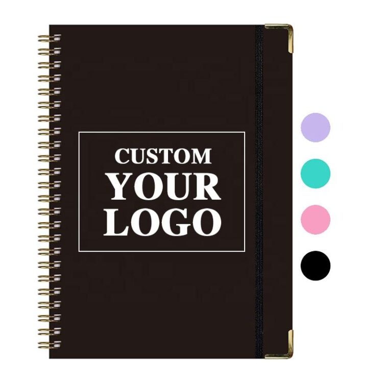 Customizable logo spiral notebook printing a5 diary notebook promotion gift custom leather cover journal coil notebook