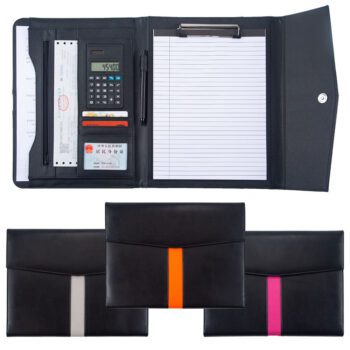 Custom logo envelope shape tri-fold legal size suedene vinyl student travel portfolio bag
