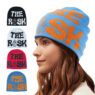 Custom logo fashion all over print designer y2k winter acrylic letter crochet jacquard knitted beanie hat