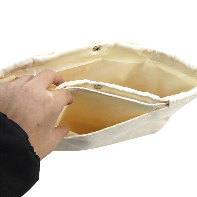 Wholesale custom eco friendly blank button makeup pouch recycled plain cotton canvas cosmetic bag