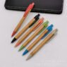 Eco green wheat straw materials bamboo wooden ballpoint pen,custom logo laser engraved bamboo ball pen with kraft paper packing