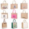 Customized logo colorful jute beach promotional wedding eco-friendly material tote shopping jute bag with zipper pocket