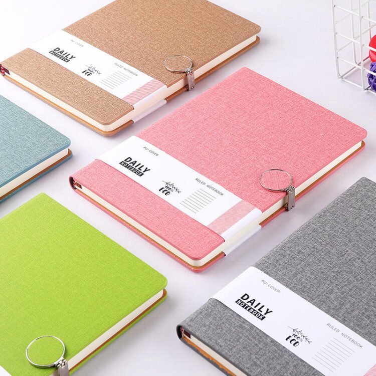 Personalized soft touch notebook custom logo printing brand note book pu hard cover notebook a5 cahier avec logo with custom box