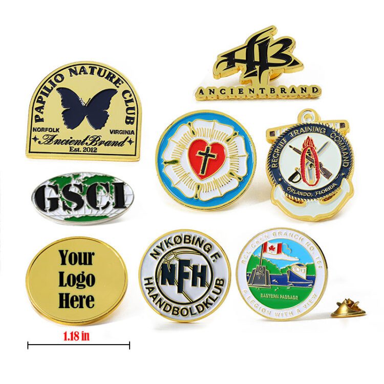 Business souvenir gifts lapel pin custom 2d logo design brand enamel pin manufacturer factory metal zinc alloy badge pin