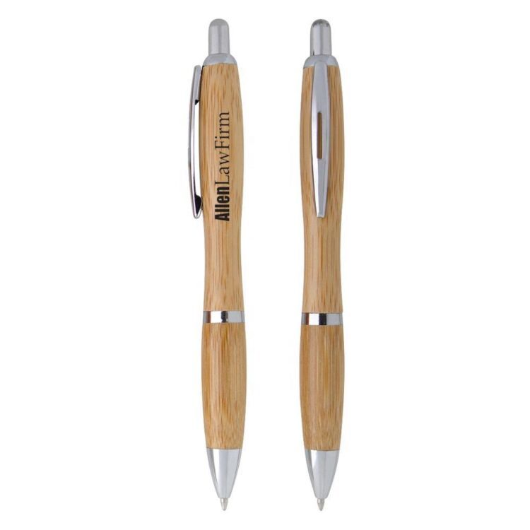 Eco green promo products item recyle bamboo wood curvy viva ballpoint pen with laser engraved logo