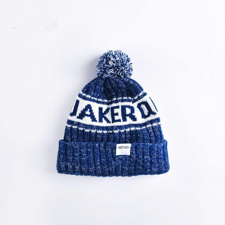 Custom your logo jacquard high quality acrylic warm winter bobble hats caps plain dyed skullies knitted beanie with pom pom