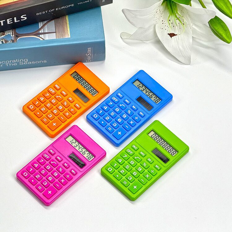 Mini cute calculator for school students office solar custom colorful pocket custom dual power smart basic 8 digit