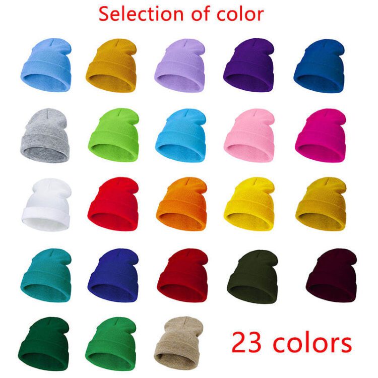 23 colors wholesale custom logo embroidery winter women's knitted cap beanie hats for men