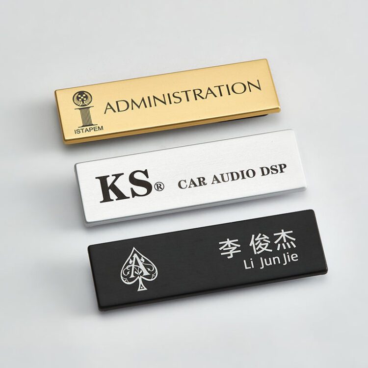 Custom blank aluminum employee staff uniform magnetic plate metal name tags badges