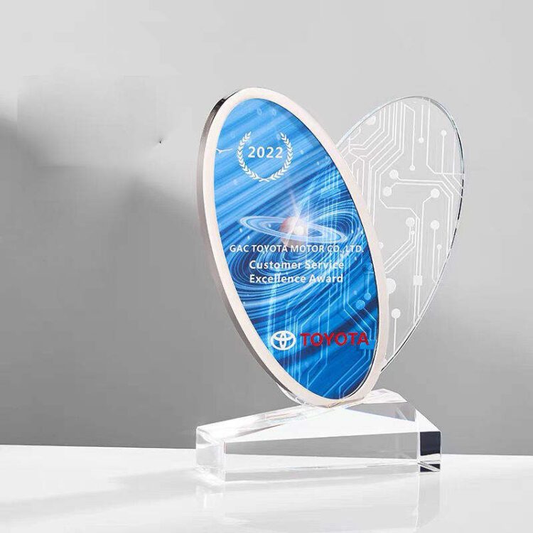 Custom laser engraved wholesale color printed crystal trophy multiple trophy award crystal color crystal trophy