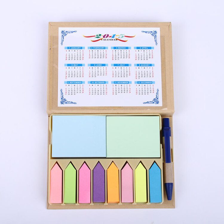 High quality custom gift set memo pad note book gift box with perpetual calendar for note book and pen