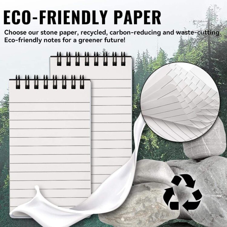 Custom memo outdoor office waterproof pocket notebook stone paper top spiral colored notepads plain