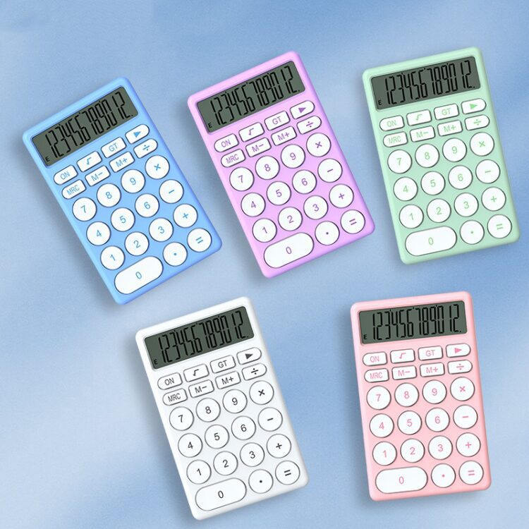 Wholesale 12 digital calculator custom count use student school stationery items electronic cute calculator