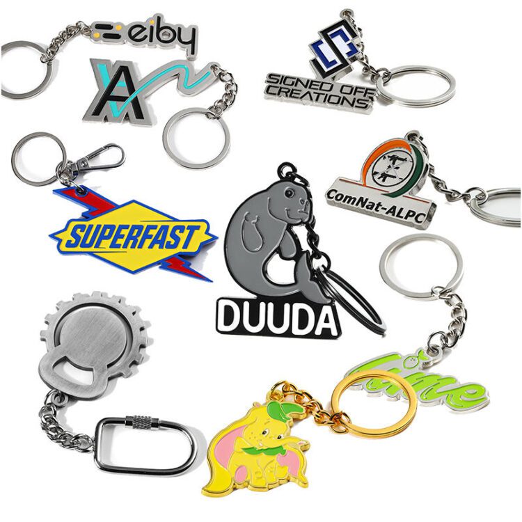 No minimum order custom cartoon keychain zinc alloy metal key chains 2d 3d cute letter shape enamel key rings with logo