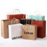 Eco-friendly recycled brown handle paper bags for food takeaway custom shopping gift craft packaging kraft paper bag with logo