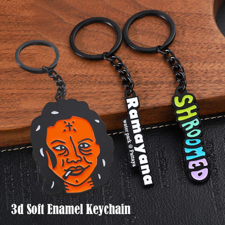 Free sample soft hard enamel key chain custom letter zinc alloy metal keyholder keyring 3d gold silver cartoon anime keychain