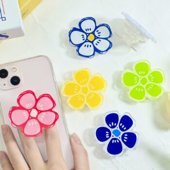Cartoon flower plastic airbag pop phone sockets ins acrylic custom phone grip holders anime