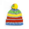 Custom striped jacquard knitted winter hat with pom pom sport team beanie bobble hats