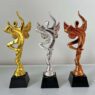 Custom logo resin crystal trophy creative resin gold plated award trophy with black glass crystal base